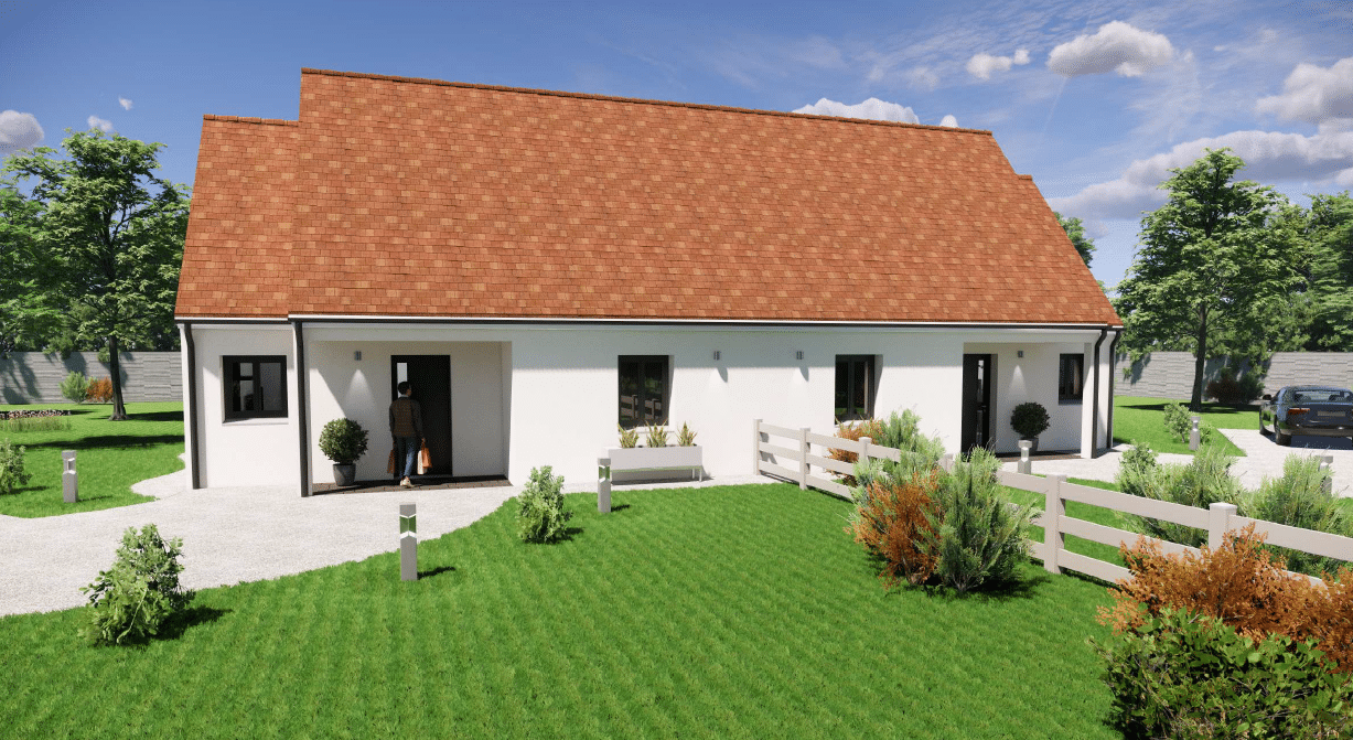 Maison Afa moderne et lumineuse de 2 logements de 52,80 m², de plain-pied, avec un espace de vie ouvert et une pompe à chaleur réversible pour confort en toutes saisons.